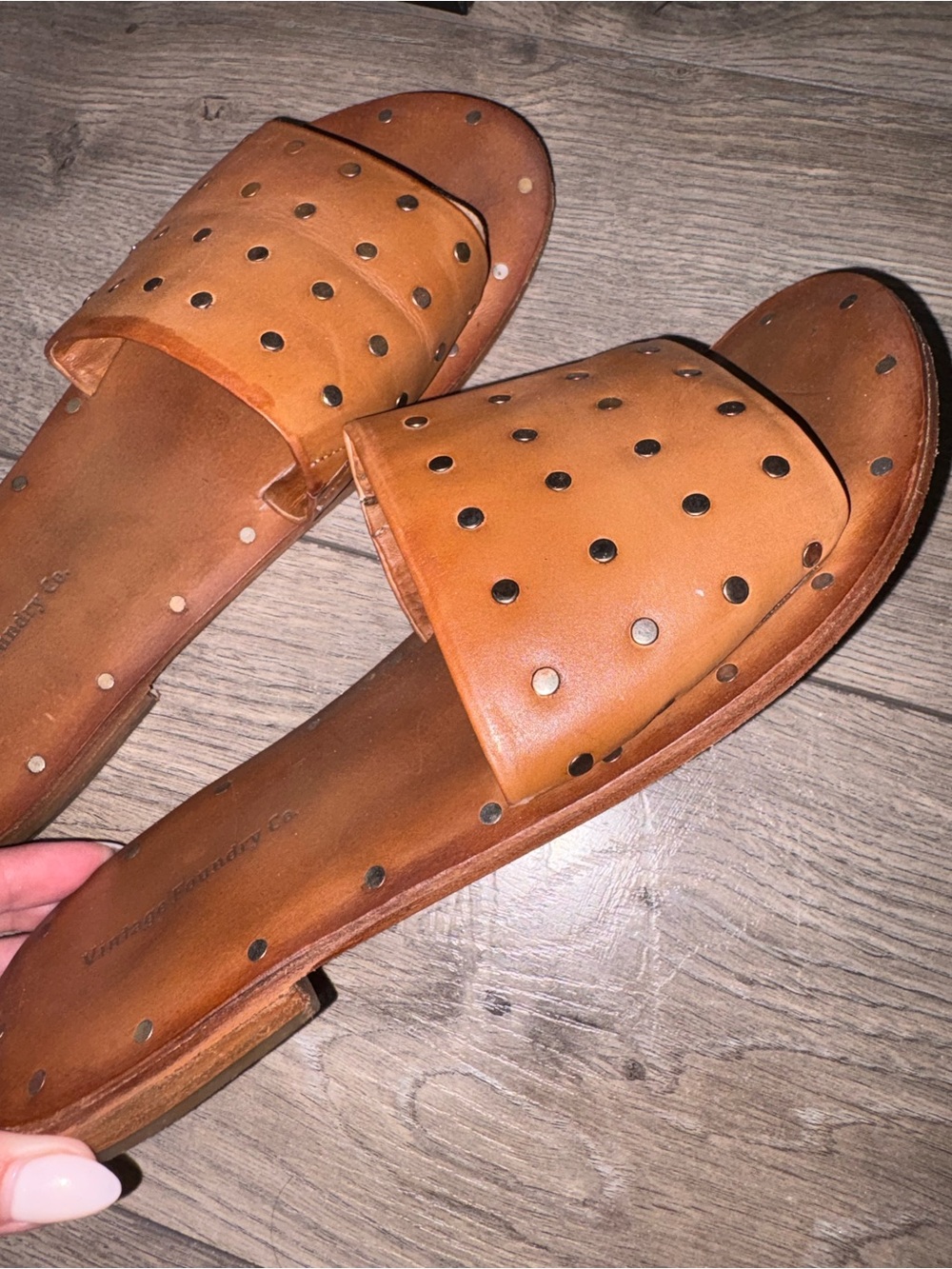 Vintage Foundry Co. Brown Studded Slide Sandals - Women's Casual Slip-Ons
